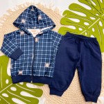 Inverno 2025 - Conj. Jaqueta Ursos Quadrados e Calça em Moletom - Marinho