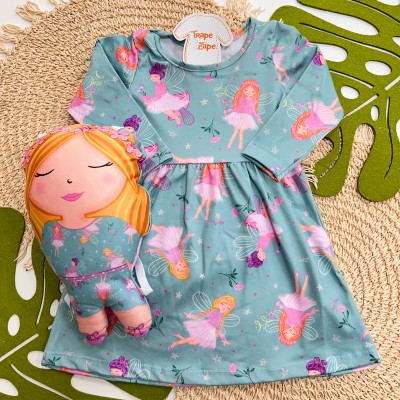 Inverno 2025 - Vestido Manga Longa com Bolsinha Fada - Verde