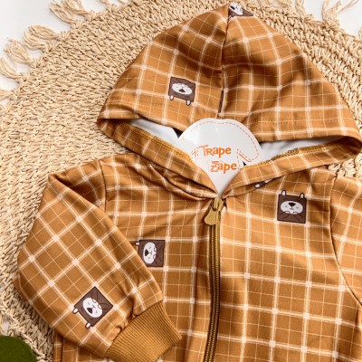 Inverno 2025 - Conj. Jaqueta Ursos Quadrados e Calça em Moletom - Caramelo