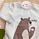 Inverno 2025 -  Conj. Casaco Hello Bear e Calça em Moletom - Mescla e Verde