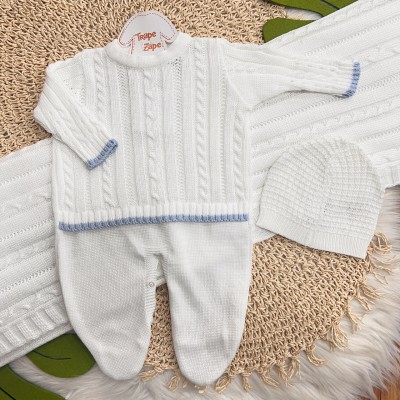  Saída de Maternidade Color - Branco e Azul Bebê
