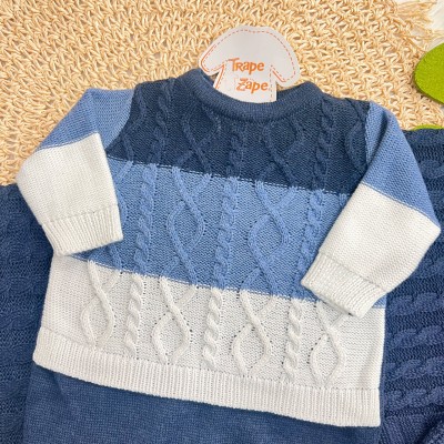  Saída de Maternidade Samuel - Azul Jeans e Marinho