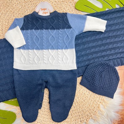  Saída de Maternidade Samuel - Azul Jeans e Marinho