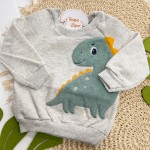 Inverno 2025 - Conj. Casaco Dino e Calça em Moletom - Mescla e Verde