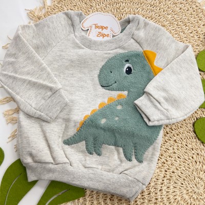 Inverno 2025 - Conj. Casaco Dino e Calça em Moletom - Mescla e Verde