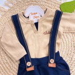Inverno 2025 - Conj. suspensório marinho com body bege tilebaby