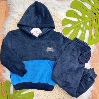  Inverno 2025 - Conj. Casaco Controle Game e Calça em Plush - Marinho