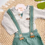 Inverno 2025 - Conj. suspensório verde com body mescla 