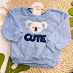 Inverno 2025 - Conj. Casaco Coala Cute e Calça Moletom - Azul Claro e Marinho