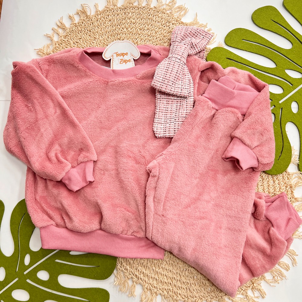 Inverno 2025 - Conj. Casaco com Laço em Tweed e Calça - Rose