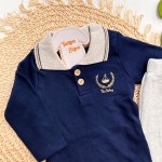 Inverno 2025 - Conj. marinheiro body marinho gola polo e calça saruel mescla