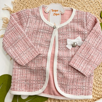  Inverno 2025 - Conj. Casaco em Tweed e Calça em Plush - Rose e Branco