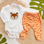 Inverno 2025 - Conj. Raposinha Body e Calça Plush laranja e off