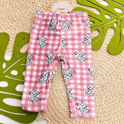 Inverno 2025 - Conj. Casaco The Puppy Club e Legging Xadrez - Rose e Off White