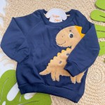 Inverno 2025 - Conj. Casaco Dino e Calça em Moletom - Marinho e Marrom