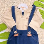 Inverno 2025 - Conj. suspensório marinho com body bege tilebaby