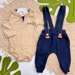 Inverno 2025 - Conj. suspensório marinho com body bege tilebaby