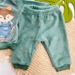 Inverno 2025 - Conj. Casaco Raposinha Cute Wild e Calça em Plush - Verde