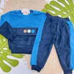 Inverno 2025 - Conj. Casaco Smile e Calça em Plush - Azul