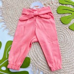 Inverno 2025 - Conj. Body Gola Bordada Flores e Calça - Off White e Salmão
