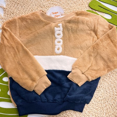 Inverno 2025 - Conj. Casaco Cool e Calça em Plush - Areia e Marinho