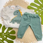 Inverno 2025 - Conj. Casaco Dino e Calça em Moletom - Mescla e Verde