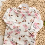 Inverno 2025 - Conj. Body Bebê Rena e Calça em Plush - Off White e Rosa