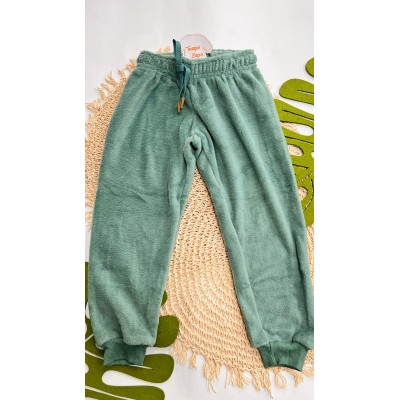 Inverno 2025 - Conj. Casaco League e Calça em Plush - Verde e Off White