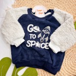 Inverno 2025 - Conj.Casaco Go to Space e Calça em Plush - Marinho e Off White
