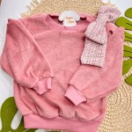 Inverno 2025 - Conj. Casaco com Laço em Tweed e Calça - Rose