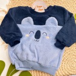 Inverno 2025 - Conj. Casaco Coala Baby e Calça em Plush - Marinho e Azul Claro