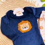 Inverno 2025 - Conj. Leãozinho Body e Calça Plush Marinho