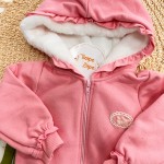 Inverno 2025 - Conj. Jaqueta com Capuz em Pelinho e Calça em Moletom - Rosa