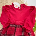 Inverno 2025 - Vestido Manga Longa Xadrez - Vermelho
