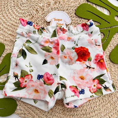 Inverno 2025 - Conj. Blusão em Moletom e Short Floral - Off White
