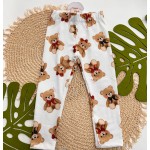 Inverno 2025 - Conj. Blusão em Moletom com Tule e Calça Ursinhas - Preto e Off White