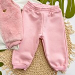 Inverno 2025 - Conj. Colete Pelinho, Blusa Coelhinha e Calça em Moletom - Rosa