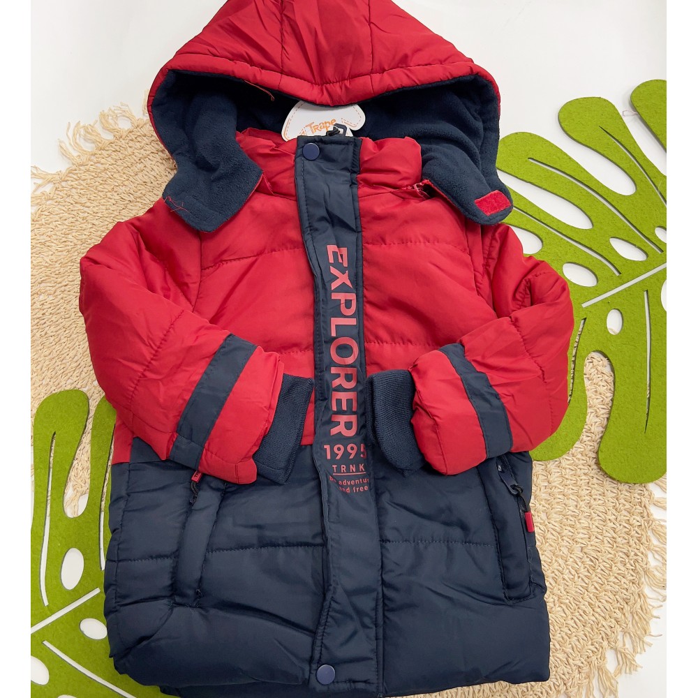 Inverno 2025 - Jaqueta Puffer Explorer Capuz Removível - Vermelha
