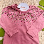 Inverno 2025 - Conj. Jaqueta, Blusa Mini Flores e Calça em Moletom - Uva e Mescla