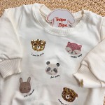 Inverno 2025 - Conj. Casaco Animals Happy Days e Legging - Off White e Uva
