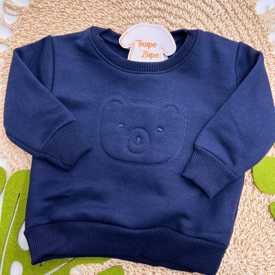  Inverno 2025 - Conj. Blusa em Moletom e Calça Xadrez Ursos - Marinho