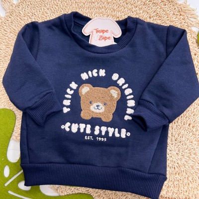Inverno 2025 - Conj. Casaco Ursinho Cute e Calça em Moletom - Marinho