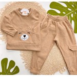 Inverno 2025 - Conj. Blusa Ursa Feliz e Calça com Bolso - Bege