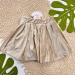 Inverno 2025 - Conj. Jaqueta e Short Saia em Plush Canelado - Bege