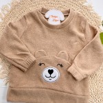 Inverno 2025 - Conj. Blusa Ursa Feliz e Calça com Bolso - Bege