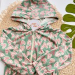 Inverno 2025 - Conj. Jaqueta em Plush Corações e Calça Flanelada - Verde e Rosa