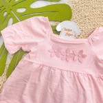 Verão 24/25 - Vestido Manga Curta Três Florzinhas - Rosa