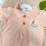 Verão 24/25 - Conj. Blusa Barquinho Gola Polo com Botões e Short em Linho - Salmão e Areia