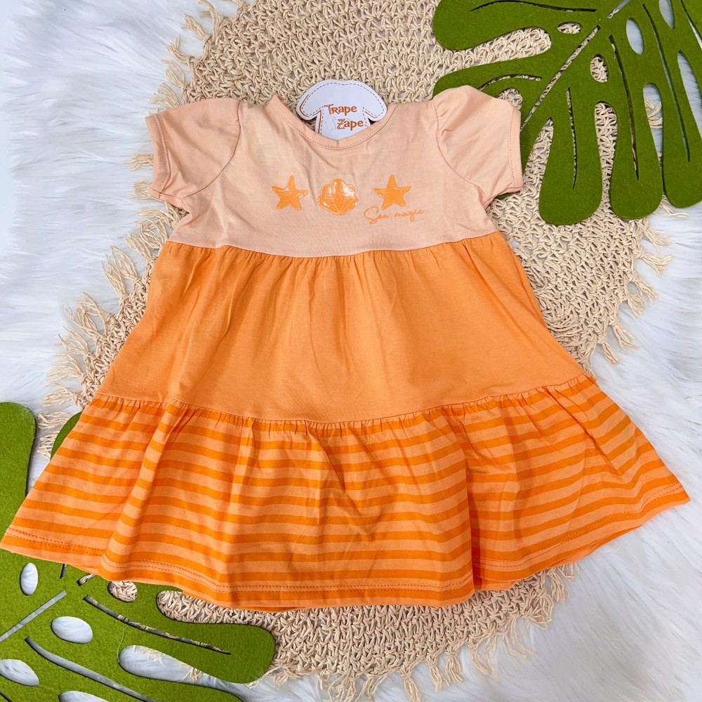 Verão 24/25 -Vestido Conchinhas Sea Magic - Laranja