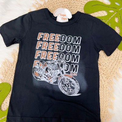  Verão 24/25 - Conj. Blusa Freedon com Motociclete e Short - Preto e Ferrugem